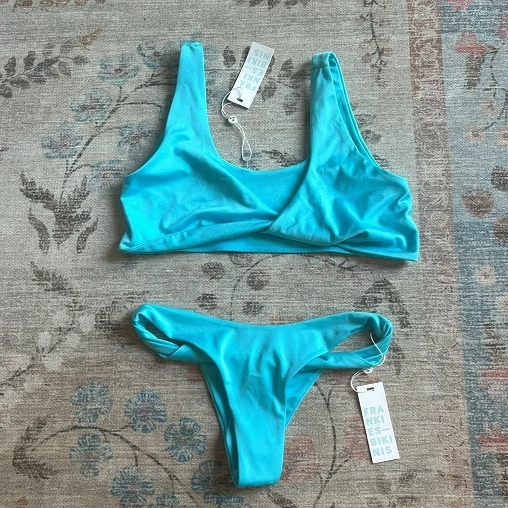 Frankie's Bikinis Dexier Shine Twist Top And Katrina Shine Bottom NWT Size S, L
